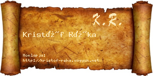 Kristóf Réka névjegykártya